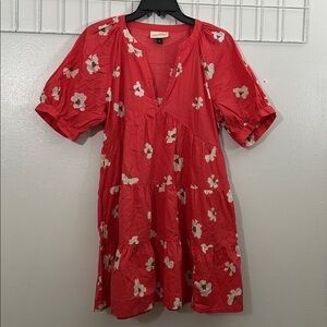 Universal Thread Women's M Deep V Babydoll Floral Tiered‎ Dress 6219